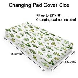 Watercolor Green Cactus Changing Pad Covers Cactus Leaves Unisex Diaper Change Table Sheets for Boys Girls Wild Plants Soft Breathable Stretchy Fitted Baby Diaper Changing Table Mats 32''x16''