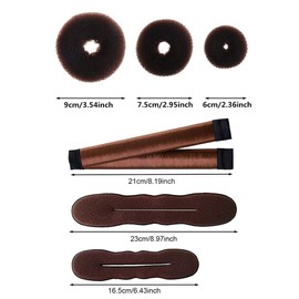 iFlyMars 3 Pieces Hair Donut Bun Makers, 2 Pieces Foam Sponge Bun Shapers, 1 Pieces Magic French Twist Hairstyle Clip,2 Snap Bun Makers,10 pieces Hair Elastic Bands, 20 pieces Hair Pins (Brown)