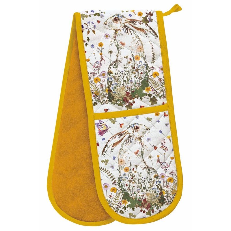 Double Oven Gloves - Organic Cotton - Floral Design -