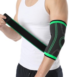 NuCamper Elbow Support with Strap Men Women Tennis Elbow Golfer's Elbow Compression Bandage Non-Slip Bandage for Tendonitis, Arthritis, Joint Pain, Strength Sports, Tennis, Golf