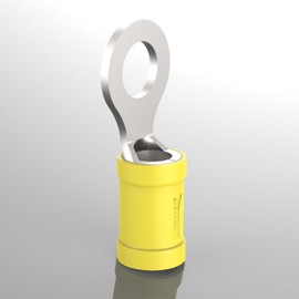 AUPROTEC 25x Ring Connector 4.0-6.0 mm² yellow AWG 12-10 hole-Ø M12 RV Vinyl semi-insulated Spade Crimp Terminals tinned copper Electrical Connectors