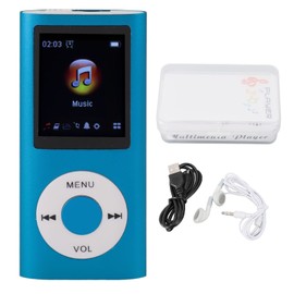 Portable MP3 Music Player 1.8inch TFT Screen HiFi Sound 7 Sound Effect Modes USB Rechargeable Digital Video Music Player Blue with 8G Memory Card