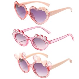 AMBEERT 3 PCS Toddler Sunglasses, Sunglasses Kids, Kids Sun Glasses, Protection Girls' Eyewear Baby Glass Summer Accessories, Girls Sunglasses,Outdoor, Beach, Camping, Suitable for Girls and Boys