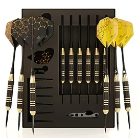 CC-Exquisite Profi Stahl Spitze Darts Set Custom Schaft und Flight Setup 6 Messing Barrels 22 Gramm 12 Aluminium 35 and 48 mm 12 Flights Standard Slim Darts Sharpenersâ¦
