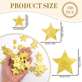 Star Confetti, Pack of 100 Confetti Christmas, Gold Stars Decoration, Glitter Stars Christmas Table Decoration, Stars Crafts for New Year's Eve, Wedding, Birthday, Christmas Decoration (3 Sizes 2-4