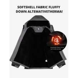 Men's Ski Jacket Waterproof Warm Winter Jacket with Hood, Lightweight Breathable for Outdoor Activities