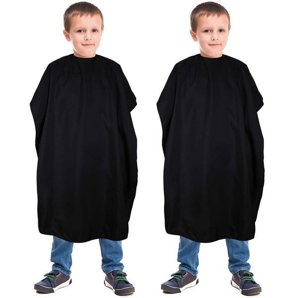 2 Pieces Kids Haircut Barber Cape Cover Hair Salon Cape Waterproof Hair Cutting Cape Styling Apron Shampoo Cape with Adjustable Snap Closure for Salon and Home, 47.3 x 31.5 Inch (Classic Pattern)