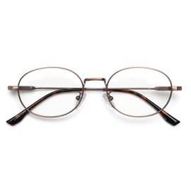 FEISEDY B1315 Blue Light Cut Glasses, Date Glasses, No Degree, Stylish, Ladies, PC Glasses, Lightweight, For Computers, Oval, Unisex, Case Included, Braun