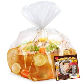 MEWMET Bolsas de salmuera para Turquía, 66 x 56 cm, paquete de 2, capacidad para hasta 35 libras, bolsas de salmuera más gruesas con 2 cuerdas de algodón, bolsa extra grande para salmuera para pavo, pollo, carne de res, pescado, cordero, cerdo