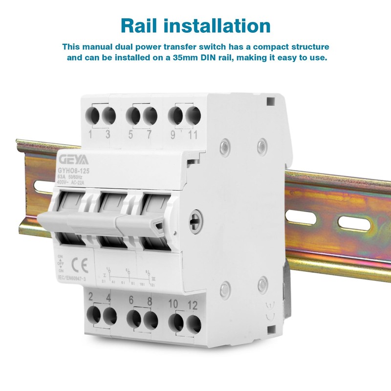 GEYA Switch 3P 63A Load Disconnect Dual Power Manual Transfer