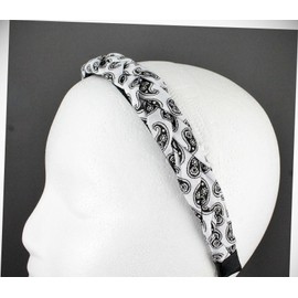 Perfect Hairstyle with Our Hair Accessories - White Black Braided Headband Soft Fabric Covered Band Grip Teeth Braid Paisley Fashionable Hair Accessory Hair Jewelry Accessories for Lady Women