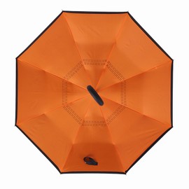 Wxjiahetai Inverted Reverse Umbrella with C-shaped Handle Windproof Upside Down Umbrellas for Rain Double Layer Hands Free Umbrella for Women and Men (Orange)