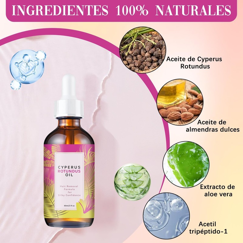 Aceite Depilatorio Natural Cyperus Rotundus 2PC - Sin Irritación para