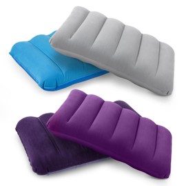 Heveer Inflatable Camping Cushion Ultralight Travel Pillow 47 x 30 cm Flocking Pillow for Outdoor 4 Colours Pack of 4