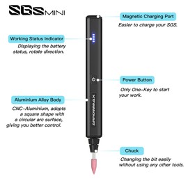 AM ARROWMAX Mini Electric Engraving Pen, 36 Bits With Aluminum Case, Bluetooth, APP, Cordless Mini Rotary Tool, Engraving Pen for Metal, Wood, Glass and Plastic, (SGS MINI) Black