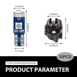 MOXRUQ 20 PCS Super Bright Car Led Bulb Dash Lights, T5 3030-3SMD Led Dash Lights, 37 74 LED Bulb with PC74 PC37 Twist Lock Socket, Cluster Shift Indicator Bulbs, for Cars Interior Light (Blue)