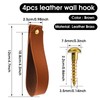 Abeillo 4 Pcs Leather Wall Hooks, Medium Leather Straps Hanger