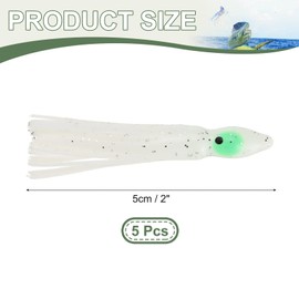 YELARXI Fishing Squid Skirts Soft Plastic Trolling Lures, 5cm/2 Inch Fit for Bass Trout Salmon Saltwater Fishing Bait (5Pcs, White)
