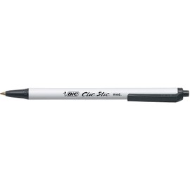 BIC CSM241BLK Clic Stic Pen, Medium Point, 24/CT, Black Ink/White Barrel