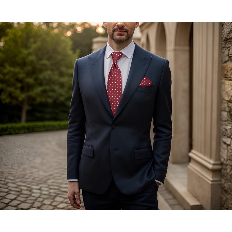 'Shlax & Wing Red Dots Maroon Wedding Multi Coloured Men's