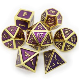 Haxtec DND Dice Set Gold Purple Metal DND Dice for Dungeons and Dragons Roleplaying Dice Games Gift Metal Dice Dice