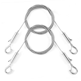 SIDENUO 2Pcs Adjustable Picture Hanging Wire Kit,Heavy Duty Stainless Steel Wire Rope 2m x 1.5mm for Hanging Mirrors,Frame,Lamps,Billboards,Basket Flowerpot - Holds Up to 66lbs(30kg)