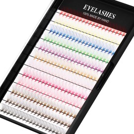 12Rows 240Pcs 10D Colorful Individual Premade Fans False Eyelashes Mixed 12 Colors Volume Eye Lashes Extensions Makeup Cluster Eyelashes 8/10/12/13/14/15/16mm Available(8MM)