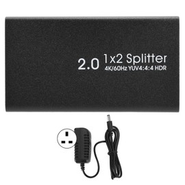 HDMI 2.0 Splitter Full HD 4Kx2K Video HDMI Switcher in 2 Out Amplifier Display 100‑240VUK Plug