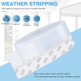 Window Sealing Strip,Self Adhesive Weather Stripping,5M/16ft Silicone Feet Silicone Seal Strip,Door Seal Strip for Gaps of House, Glass Shower, Window, Weatherproof Soundproof (25MM+45MM)