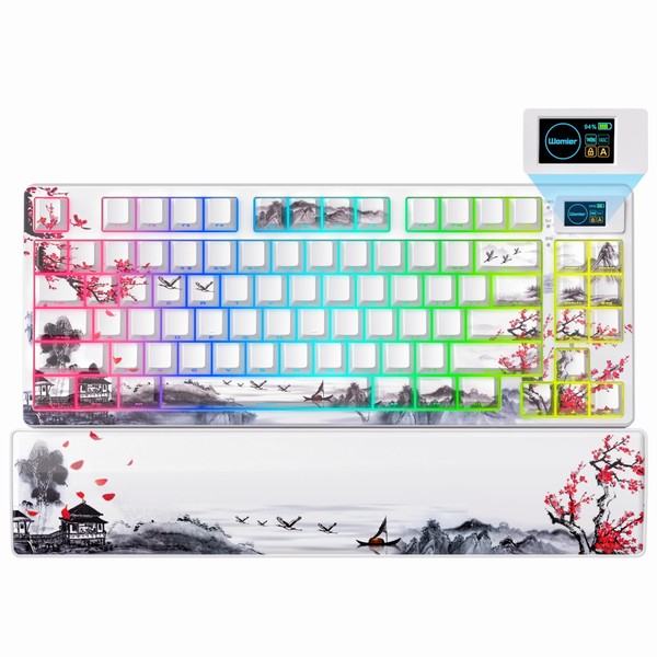 Womier 75% Wireless Mechanical Keyboard with Color Multimedia Screen Gaming