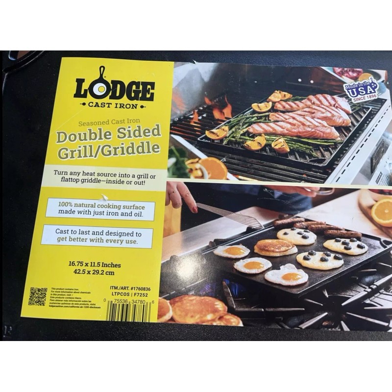 Lodge Seasoned Cast Iron Double Sided Grill/Griddle