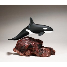 ORCA KILLER WHALE Sculpture by JOHN PERRY Large version 10in long Statue Airbrushed