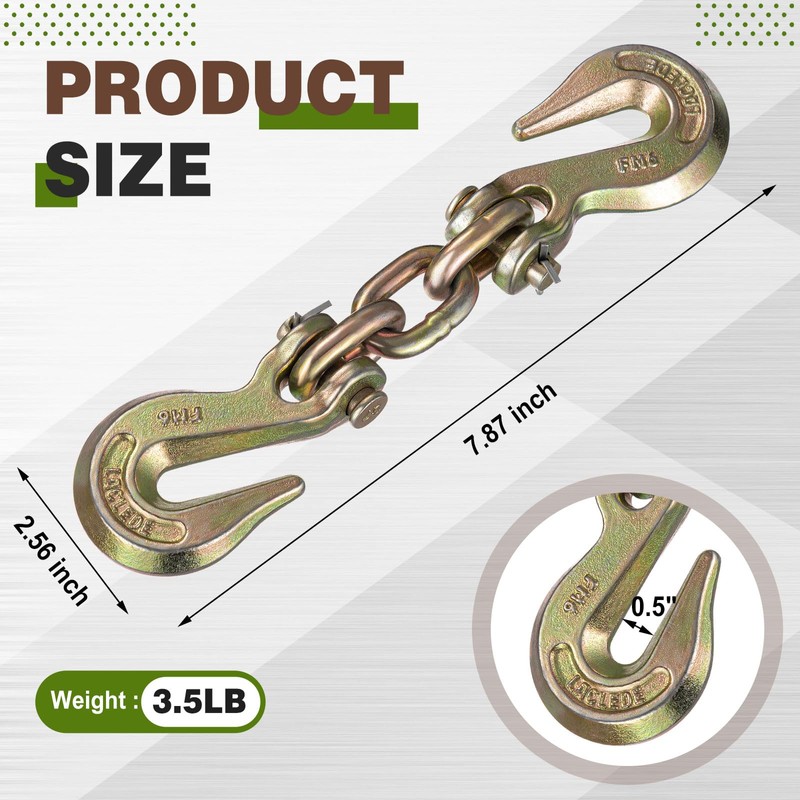 Pelopy Double Clevis Slip Hook 12, 000 Lbs Capacity Heavy