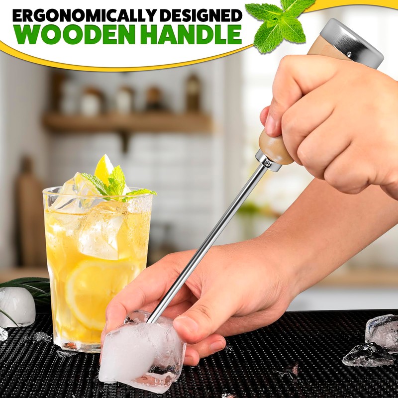Ice Pick Tool with Stainless Steel Needle & Wooden Handle