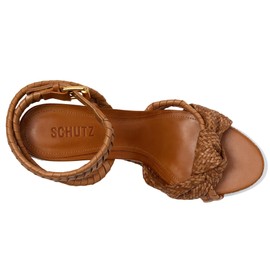 Schutz Women's Khari Platform Sandal, Cuoio Brown, 5