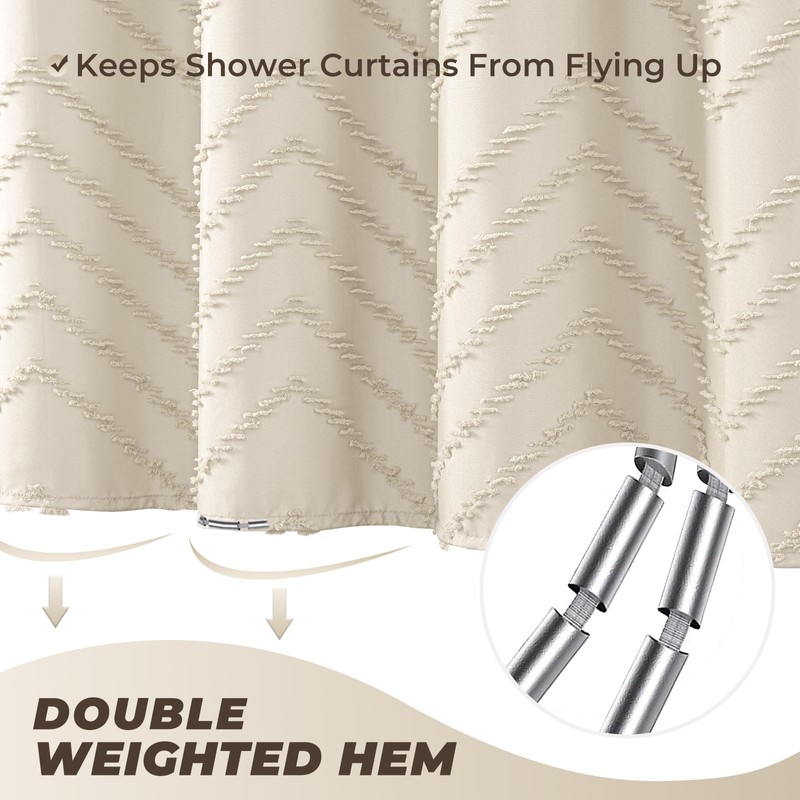 96inch Extra Long Beige Shower Curtain Modern Farmhouse Shower Curtain