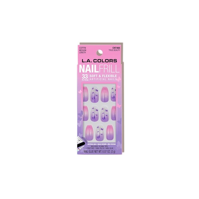 L.A. COLORS Nail Frill Artificial Nail Tip (carded), True Beauty