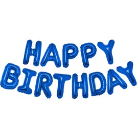PIGETALE 16 Inch Dark Blue Happy Birthday Balloons Banner 3D Mylar Foil Letters Sign, Reusable Hanging Birthday Balloons Kits for Women Men Adult Kids Boys Girls Birthday Decorations Party Supplies