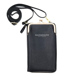 Smartphone Pouch, Smartphone Shoulder with Wallet Function, Smartphone Pouch, Shoulder, Smartphone Pochette, 2 Way, Free Both Hands, Ladies, Compact, Wallet (Black)