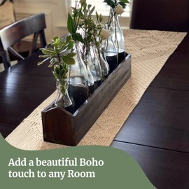 LIVALAYA Macrame Table Runner 60 Inches Long Cotton Boho Table Runners for Dining or Coffee Table Bohemian Runner for Rustic Wedding Table Decor Tassels Vintage Farmhouse Home Decoration for Kitchen