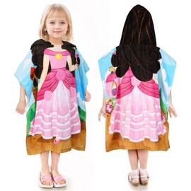 Kato Tirrinia Princess Bath Poncho Bathrobe Hooded Towel Children Girls Terry Towelling Bath Towel Bath Towel Beach Towels Cotton Camping Surf Beach Poncho Children 60 x 60 cm