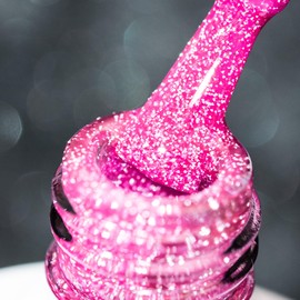 BURANO Reflective Glitter Gel Nail Polish, Hot Pink UV LED 7.3ml Sparkle Nail Polish Holographic Glitter Gel Curing Need for DIY Home S13