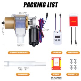 PAUQRWIE Timed Automatic Chicken Feeder 16 Groups of Timer & Quantitative Poultry Feeders Auto Gravity Food Dispenser Kit for Chicken Rooster Dog Duck Cat Bird Chicken Coop