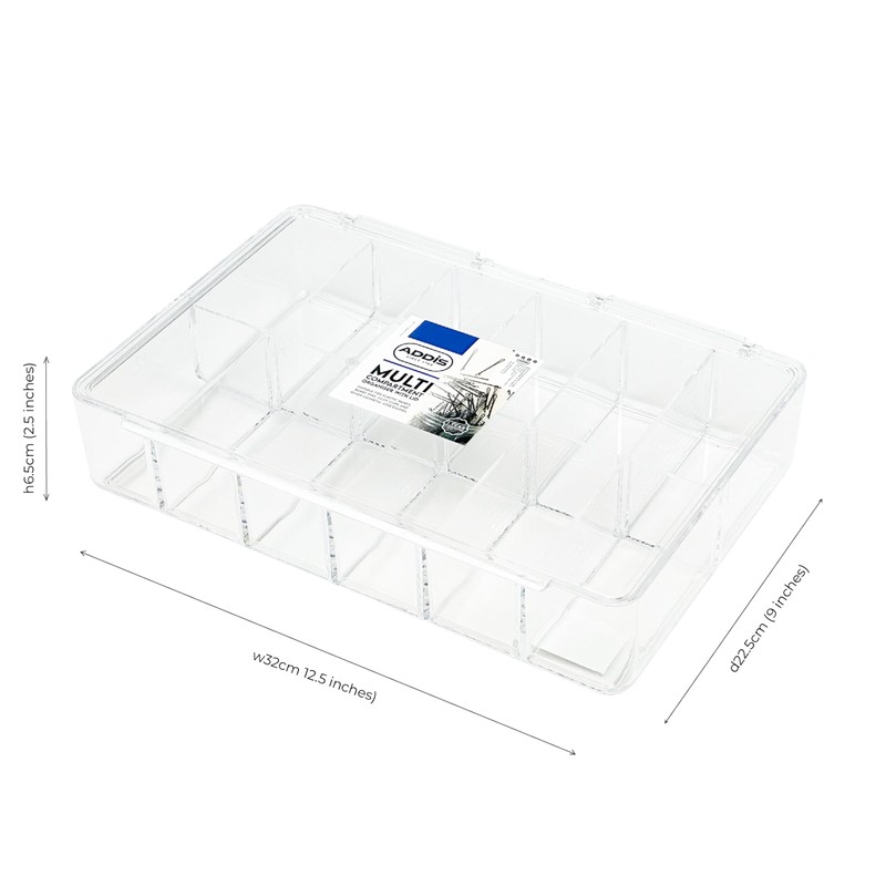 Addis Multi Compartment Clear Acrylic Make Up Cosmetic Craft Diy