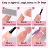 Nude Stick on Nails French Tip - 32Pcs Medium Square