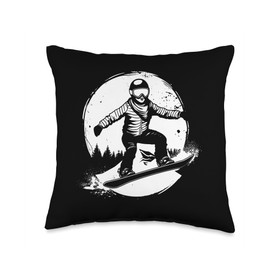 Snowboarder Drawing Snowboarding Lessons Throw Pillow