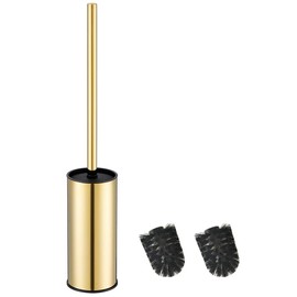BGL Toilet Brush Holder Gold, Stainless Steel Gold Round Freestanding Toilet Bowl Brush and Holder for Bathroom (Gold)