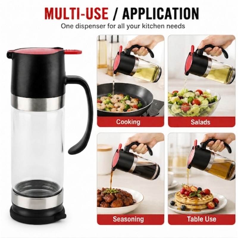 No-Drip Glass Honey Dispenser with Trigger Handle – Syrup Pourer
