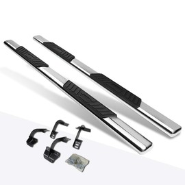 (2Pcs) 5 Inch Chrome Stainless Oval Nerf Step Bars Side Steps Compatible with 15-22 F150-F350 Extended Super Cab