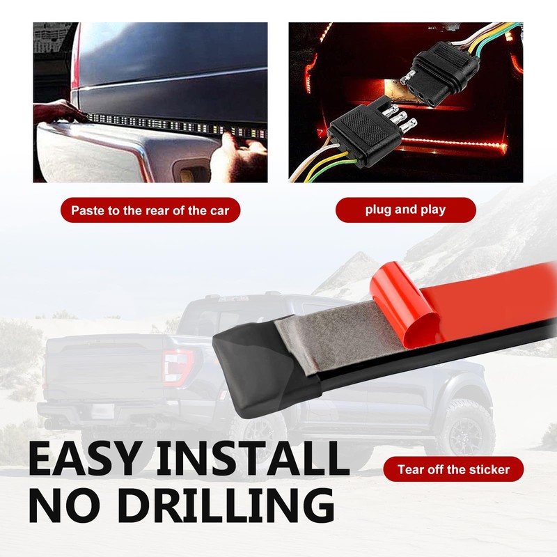 dawfall Car Tailgate Light Bar, 59" Three Row Waterproof and